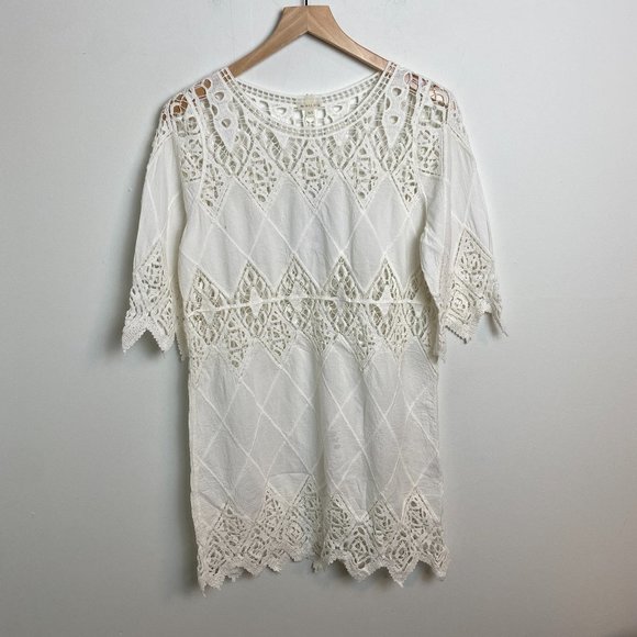 Pilyq White Cotton Crochet Lace Swim Dress Coverup Sz XS/S NWT - Picture 1 of 5
